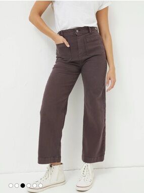 Fat Face Purple Keswick High-Rise Wide-Leg Crop Jeans